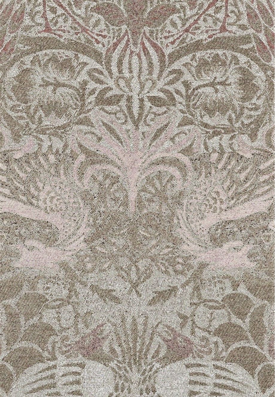 William Morris Outdoor Rug: Neutral Dragon Peacock Chenille Rug