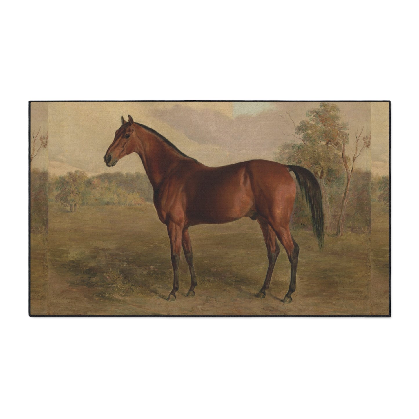 Hunter in a Landscape Heavy Duty Floor Mat/ Entry Kitchen Mat Maximalist Horse Rug