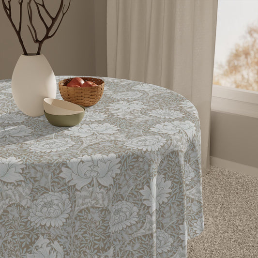William Morris Chrysanthemum Tablecloth: Cotton Linen Dining Decor