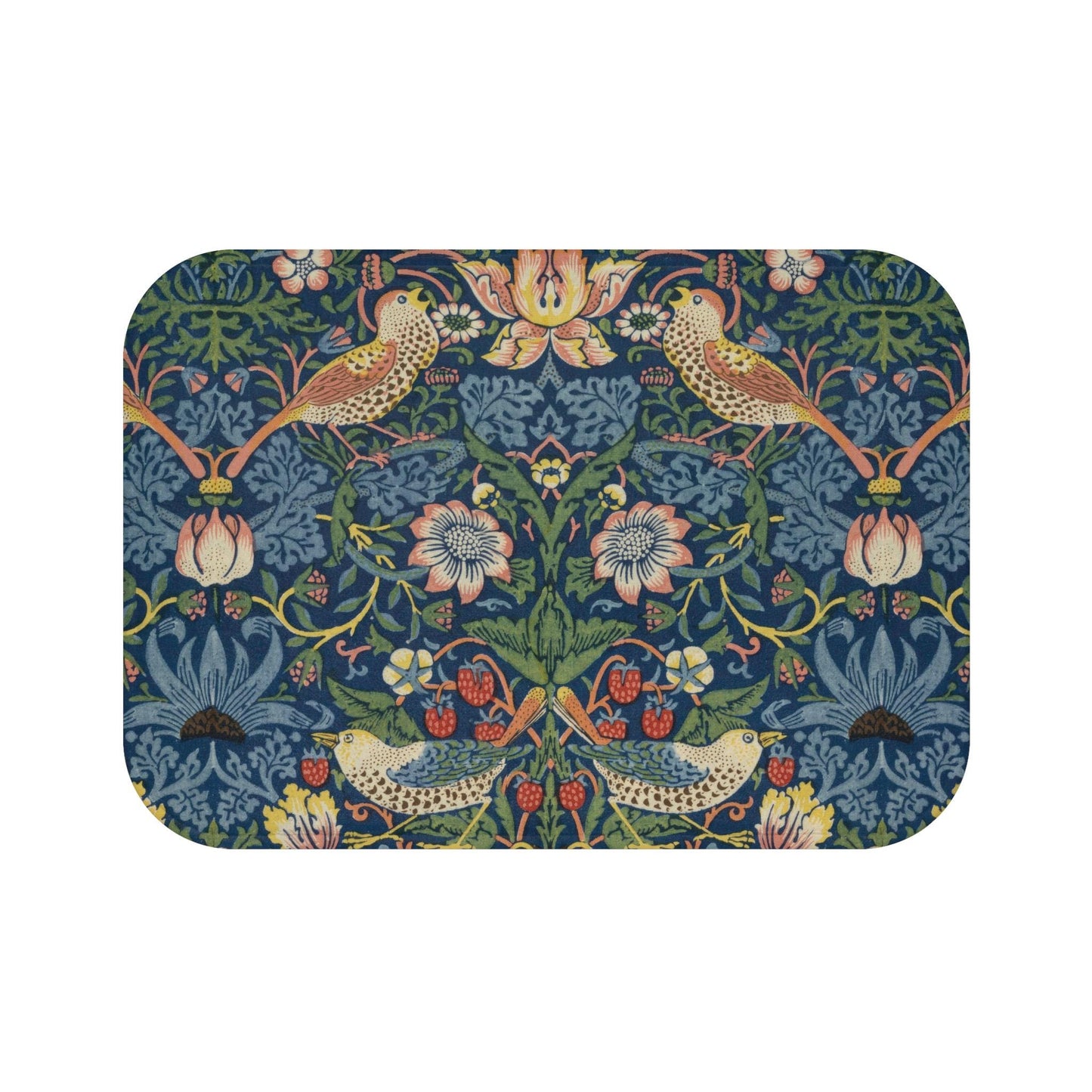 Strawberry Thief Bath Mat: William Morris Microfiber Bath Rug