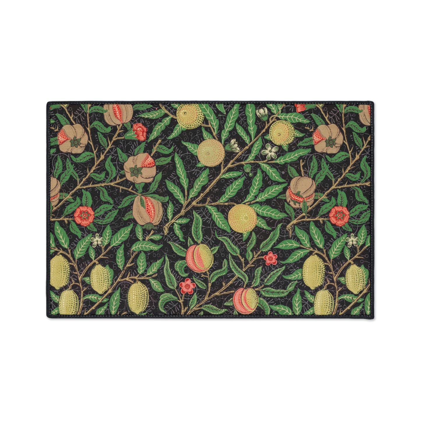 William Morris Fruit Pomegranate and Lemon Floral Design Heavy Duty Floor Mat/ Entry Kitchen Mat Maximalism Arts and Crafts Rug