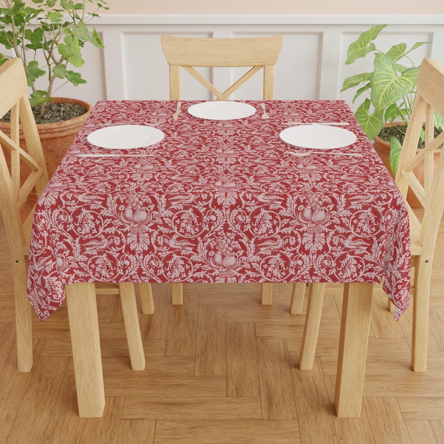 William Morris Tablecloth: Red Queen Anne Maximalist Dining Decor