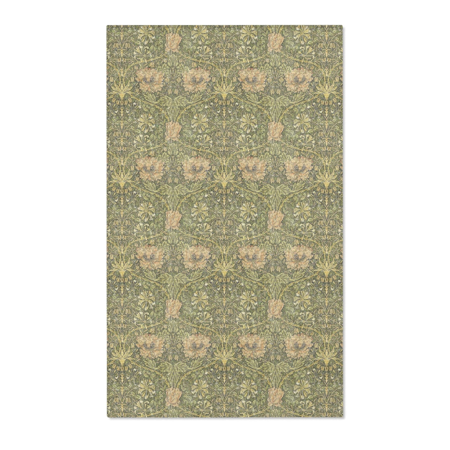 William Morris Area Rug, Honeysuckle and Tulip Moss Green Vintage Style
