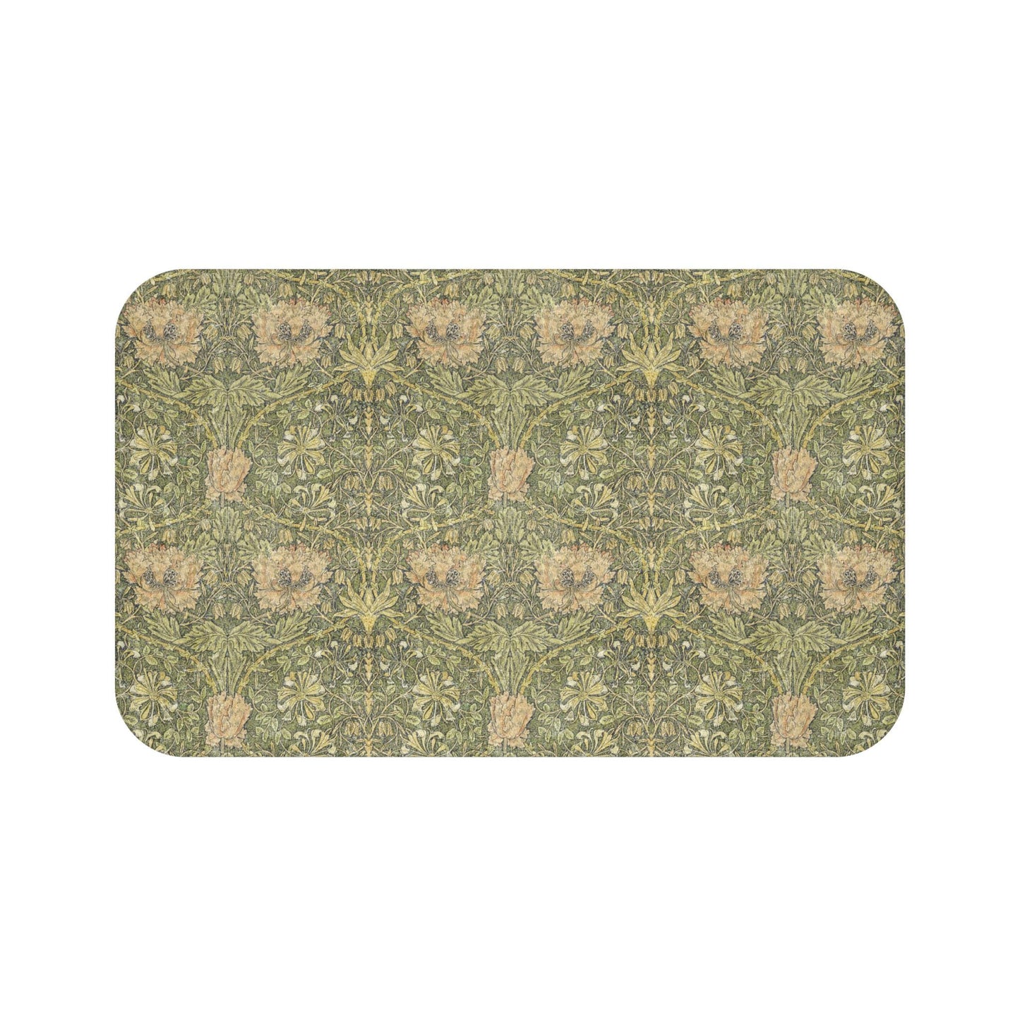 William Morris Bath Mat – Moss Green Honeysuckle Boho Rug