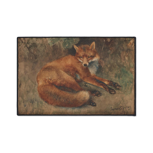 Fox Art Kitchen Mat: Bruno Liljefors Painting, Non-Slip Rug