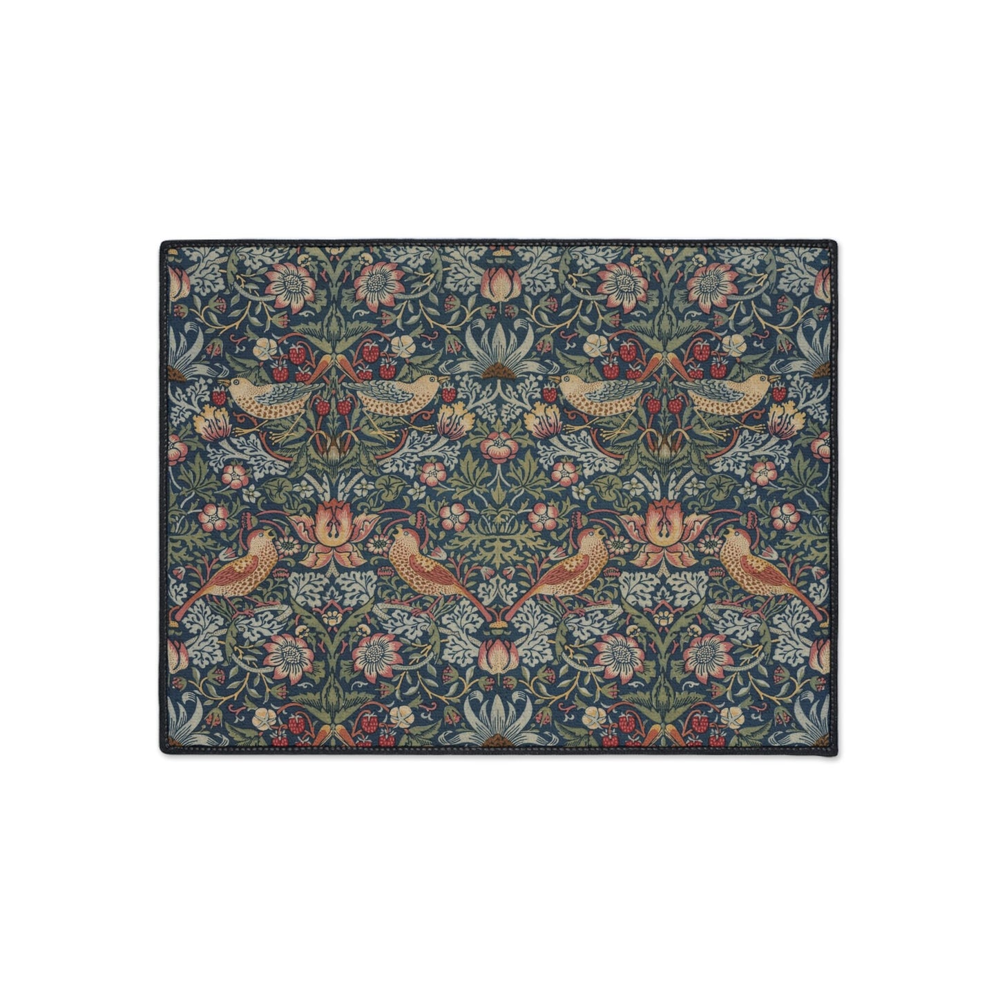 Strawberry Thief Indigo Mat - William Morris Rug for Kitchen, Entry