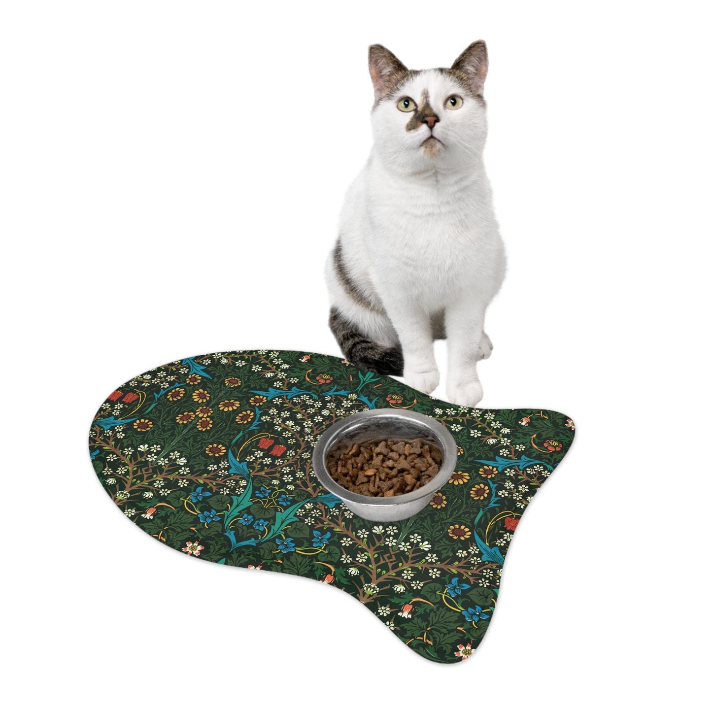 William Morris Pet Feeding Mat: Blackthorne Floral Design