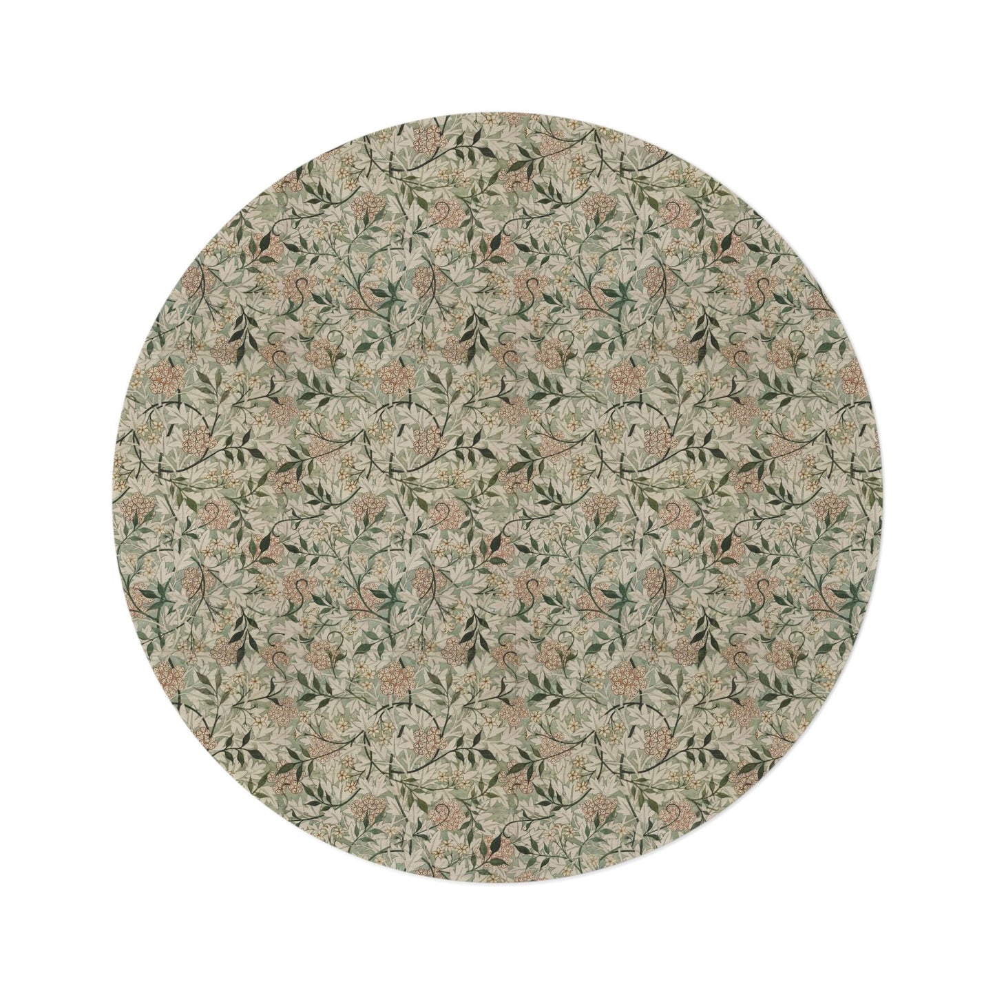 William Morris Rug Jasmine Round Flat Profile Rug, 60x60 inches, 5 ft across