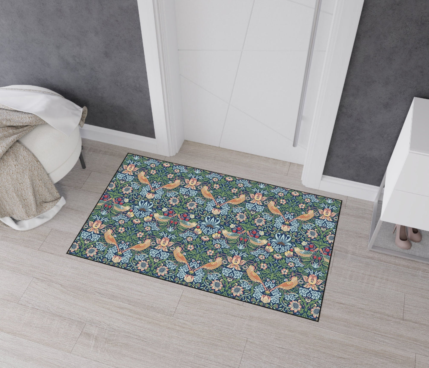 Strawberry Thief Floor Mat: William Morris Arts & Crafts Rug