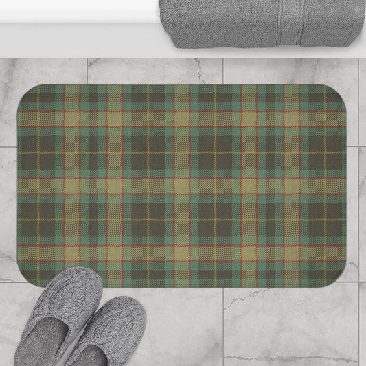 English Decor Tartan Plaid Bath Mat - Microfiber Farmhouse Chic Two Sizes Bath Rug