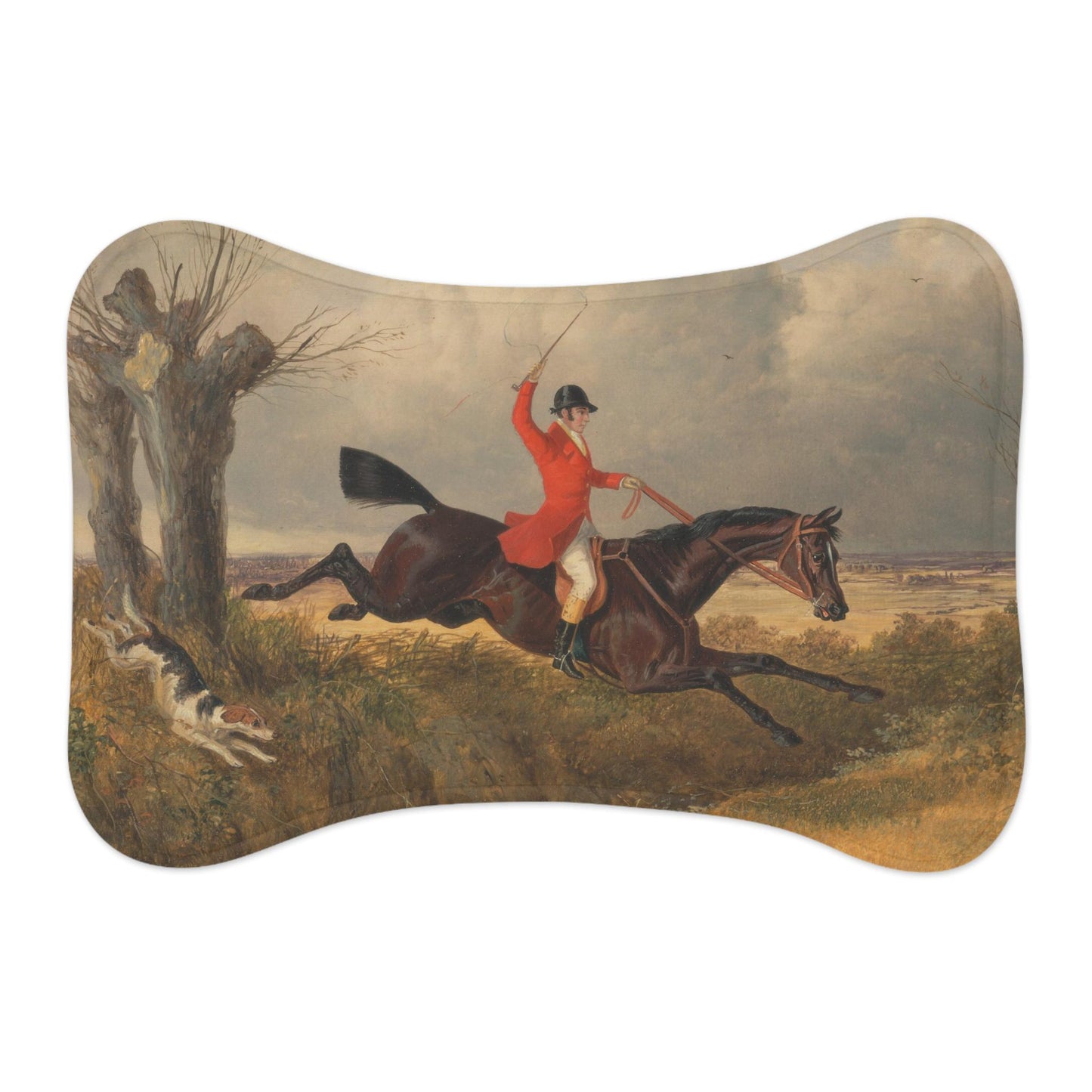 Fox Hunting Pet Mat: Equestrian Dog & Cat Feeding Placemat