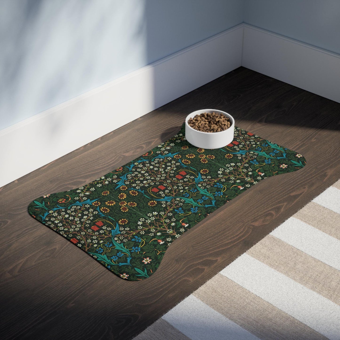 William Morris Pet Feeding Mat: Blackthorne Floral Design