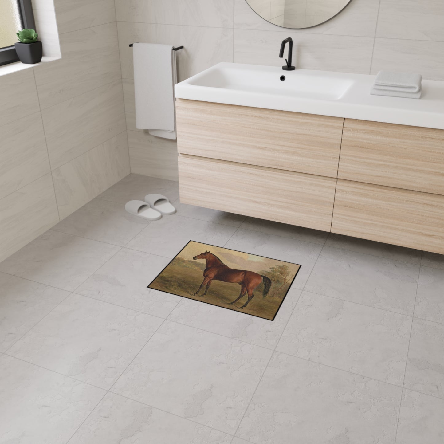 Hunter in a Landscape Heavy Duty Floor Mat/ Entry Kitchen Mat Maximalist Horse Rug