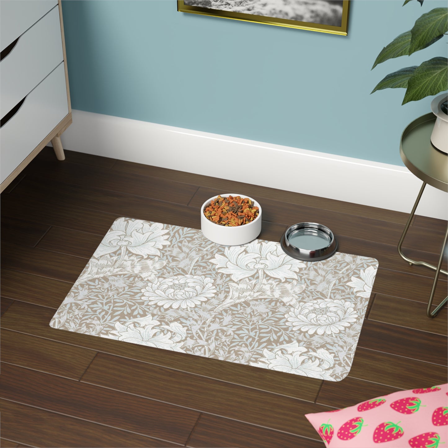 William Morris Chrysanthemum Pet Mat Floral - Regencycore Pet Food Mat (12x18)