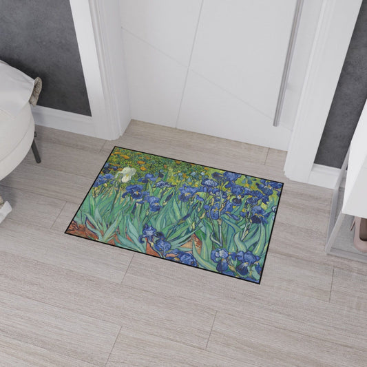 Van Gogh Irises Heavy Duty Floor Mat, Maximalism Famous Art Rug