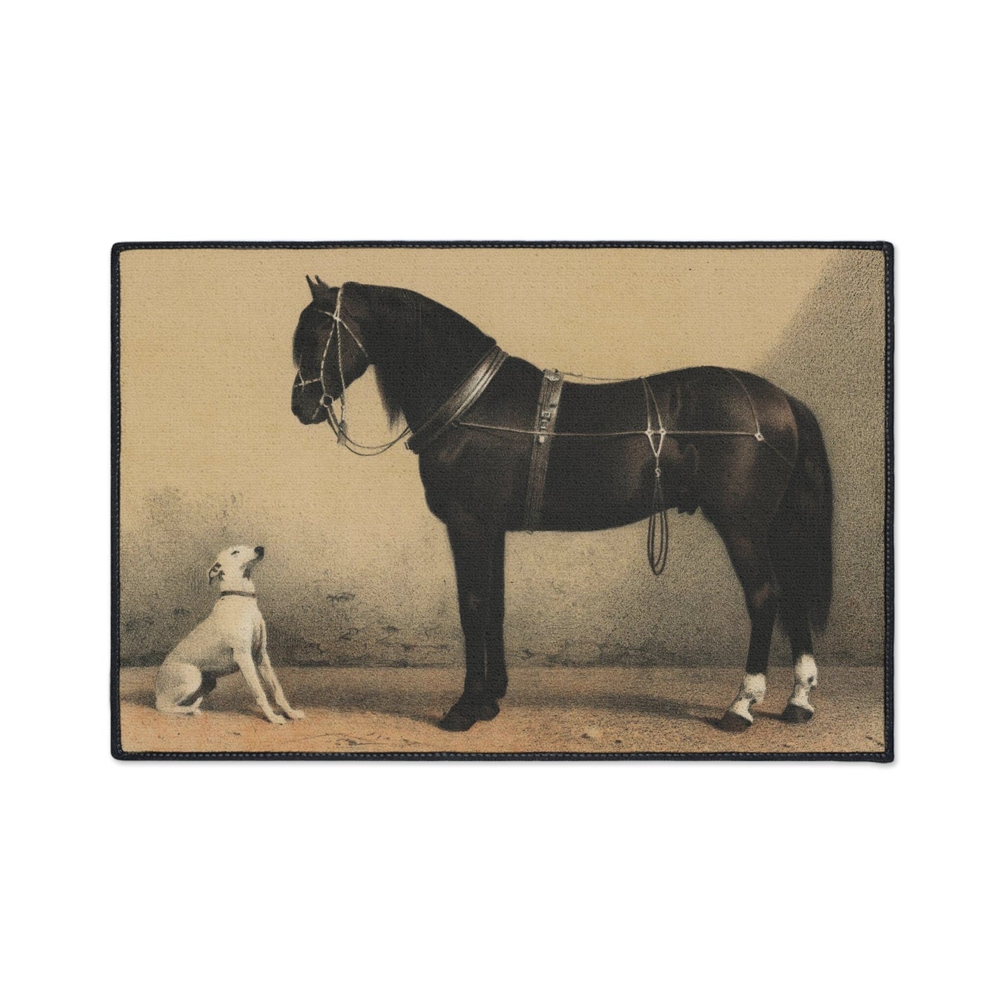 Vintage Horse and Dog Floor Mat: Emil Volkers Art Rug