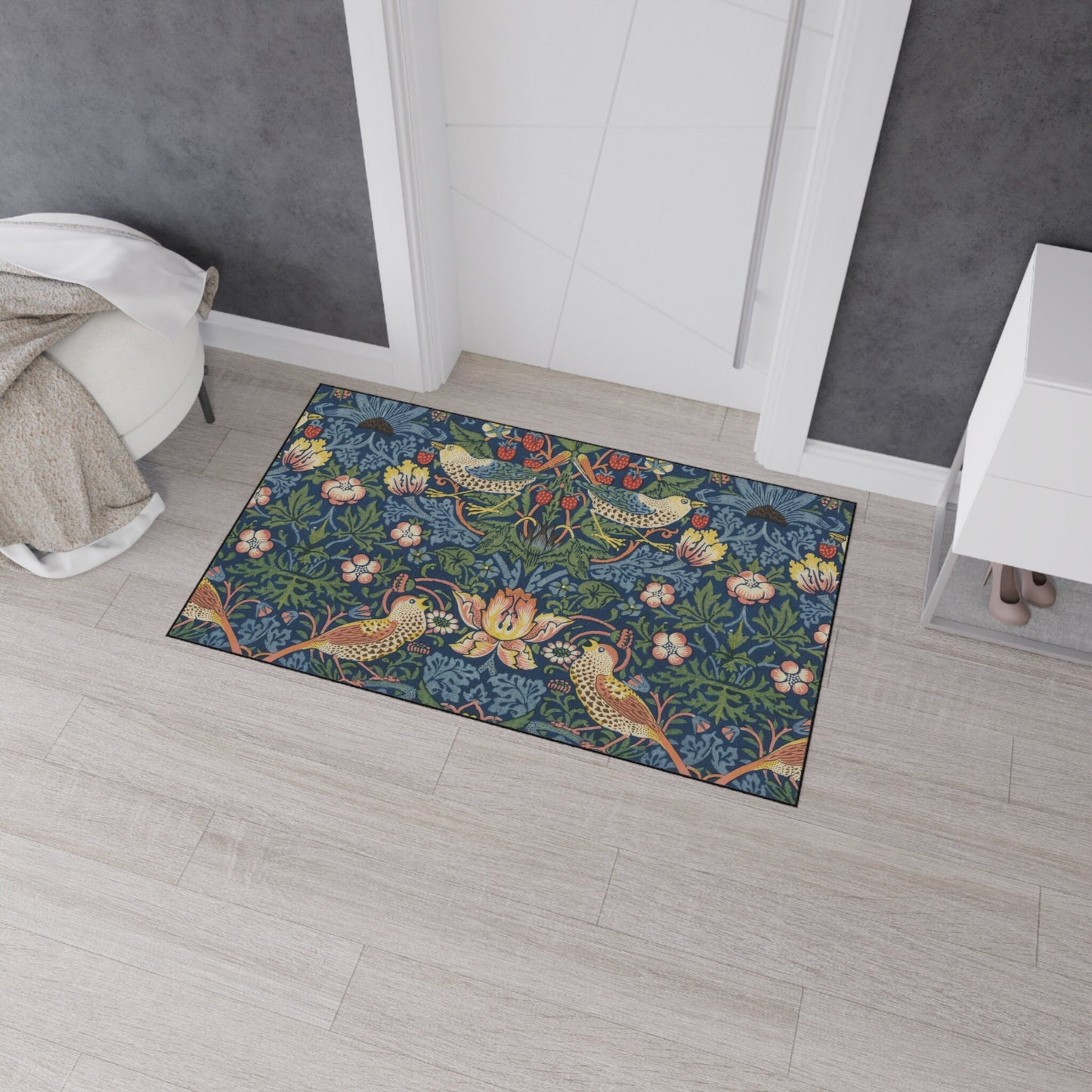 William Morris Strawberry Thief Floor Mat: Arts & Crafts Rug, Non-Slip