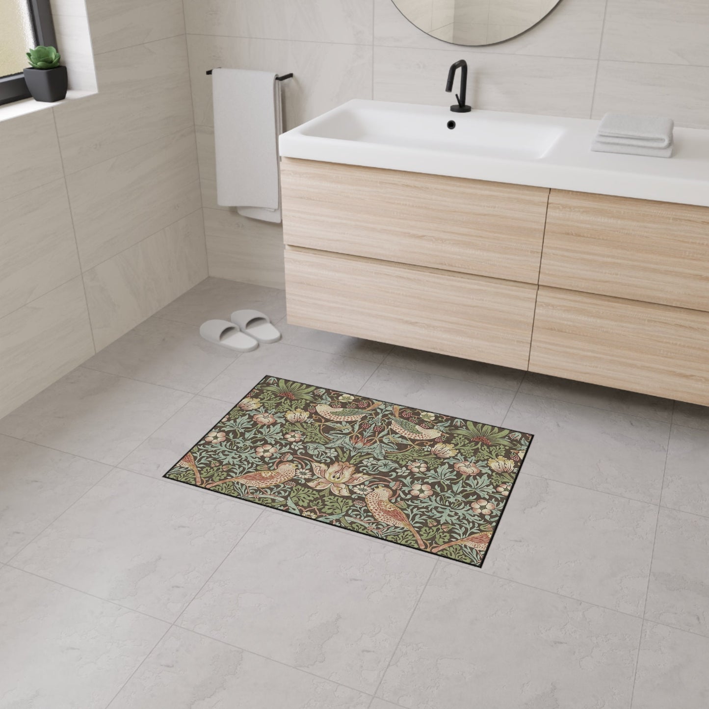 Strawberry Thief Heavy Duty Floor Mat,  Bath or Kitchen Mat, William Morris Rug