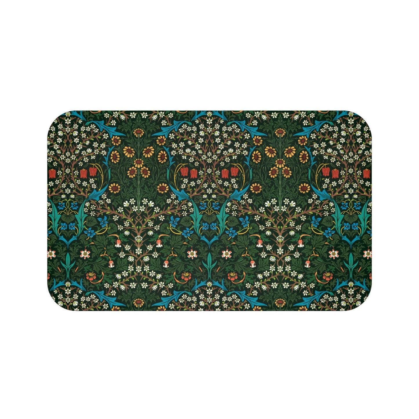 William Morris Blackthorne Bath Mat - Boho Chic Microfiber Bath Rug