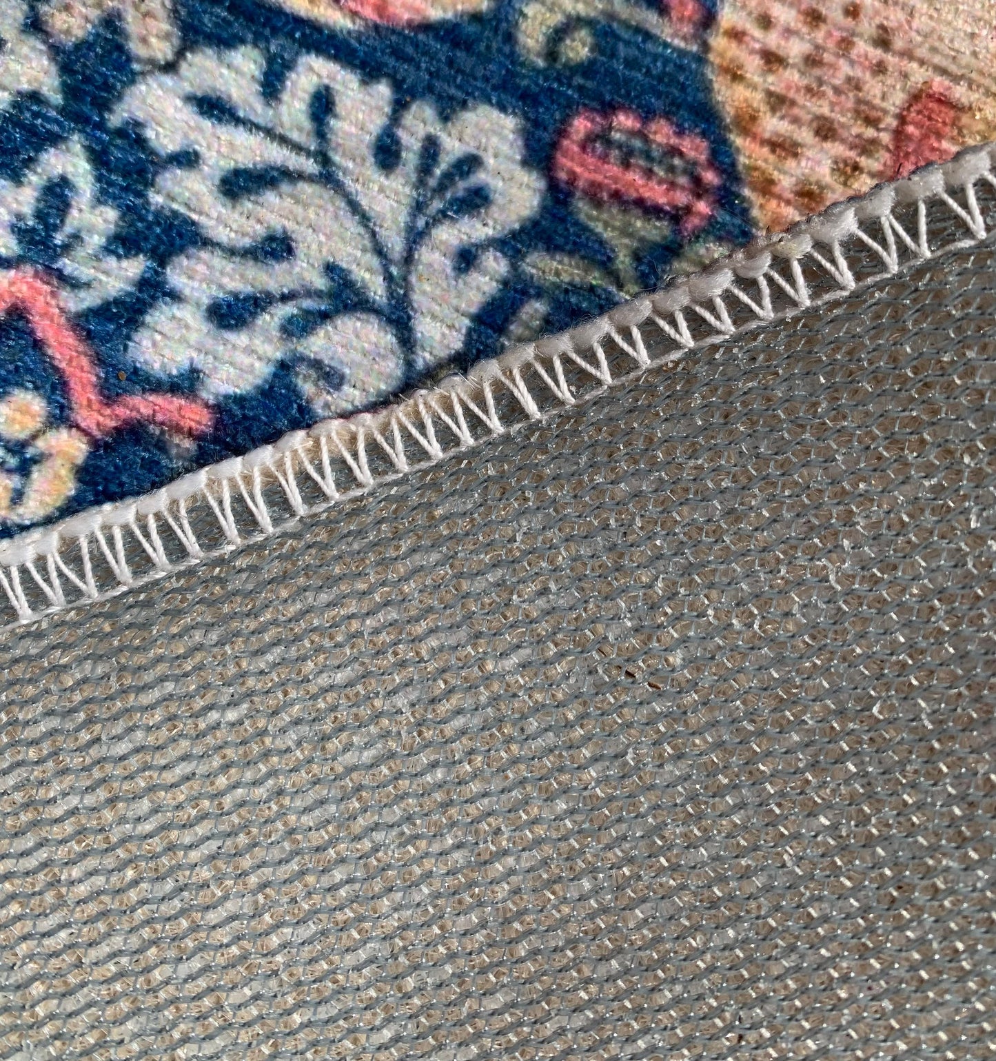 Strawberry Thief William Morris Rug: Blue Chenille Indoor Outdoor Mat