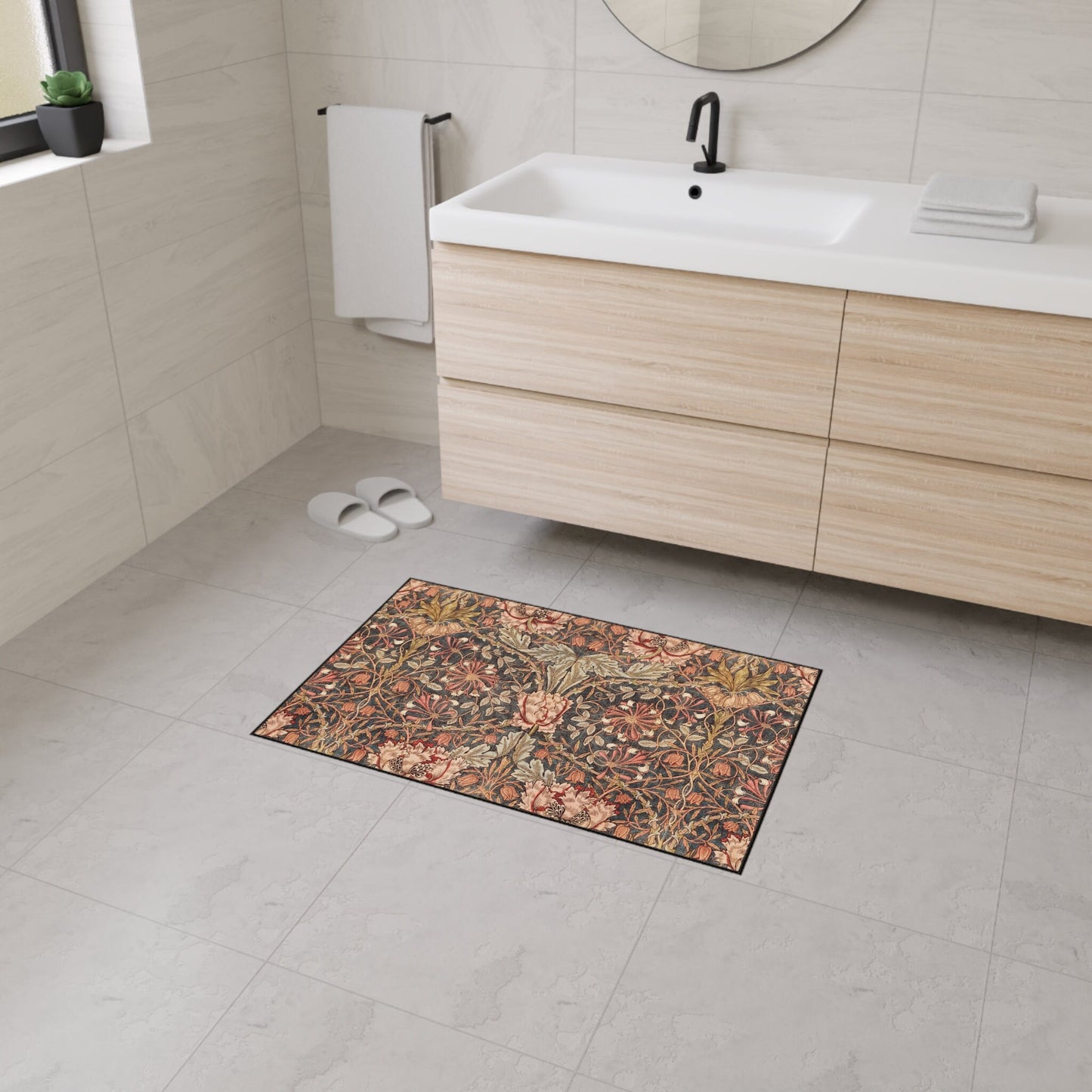 Morris & Co. Pink Honeysuckle Mat/ Entryway Kitchen or Bathroom Rug