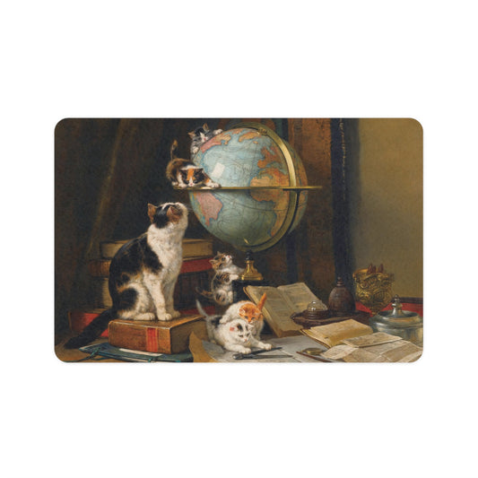 Vintage Mom and Kittens Cat Mat Henriëtte Ronner-Knip Pet Food Mat - "The Globetrotters" Victorian Maximalism Decor  (12x18)