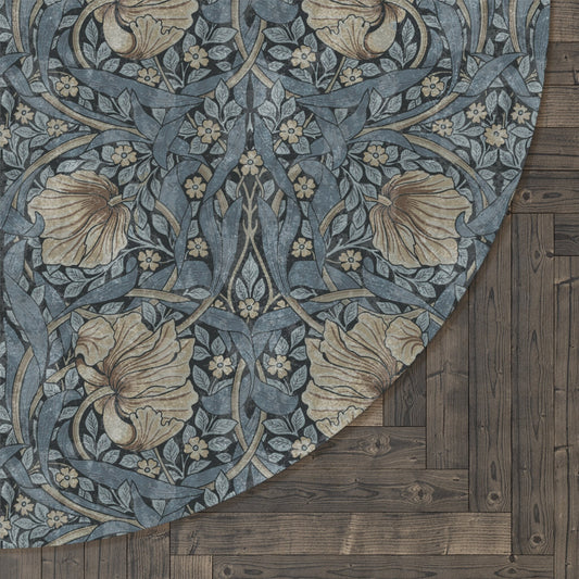 Indigo Denim Colors Pimpernel Rug William Morris Round Mat - Maximalism Boho Decor
