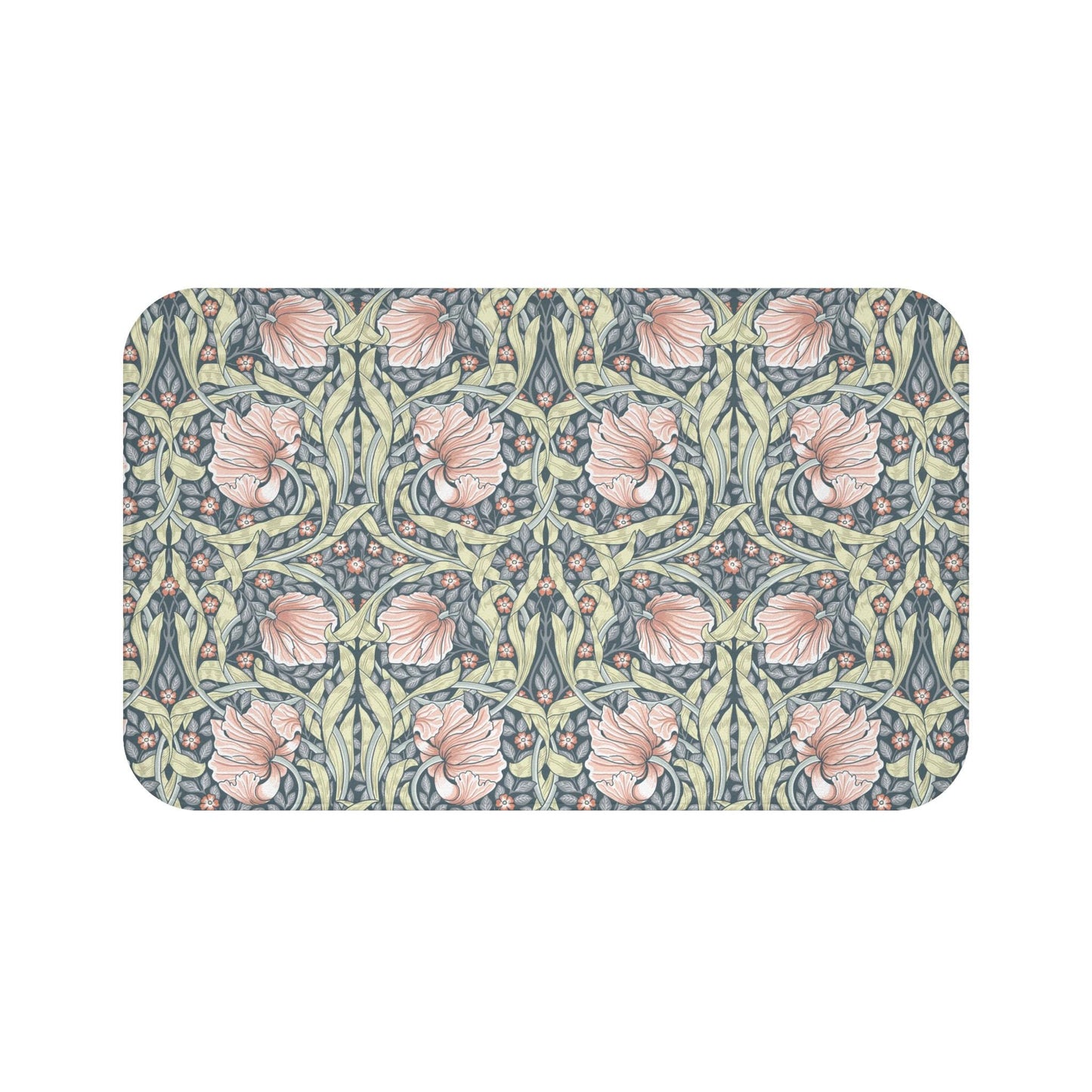 William Morris Bath Mat: Salmon Pimpernel Floral, Super Soft Rug