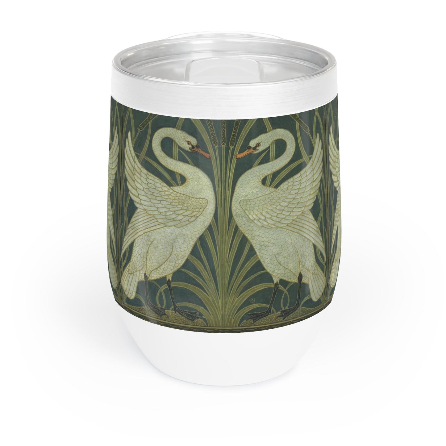 Art Nouveau Wine Tumbler - Swans and Rushes, Walter Crane Wine Glass, Coffee Cup