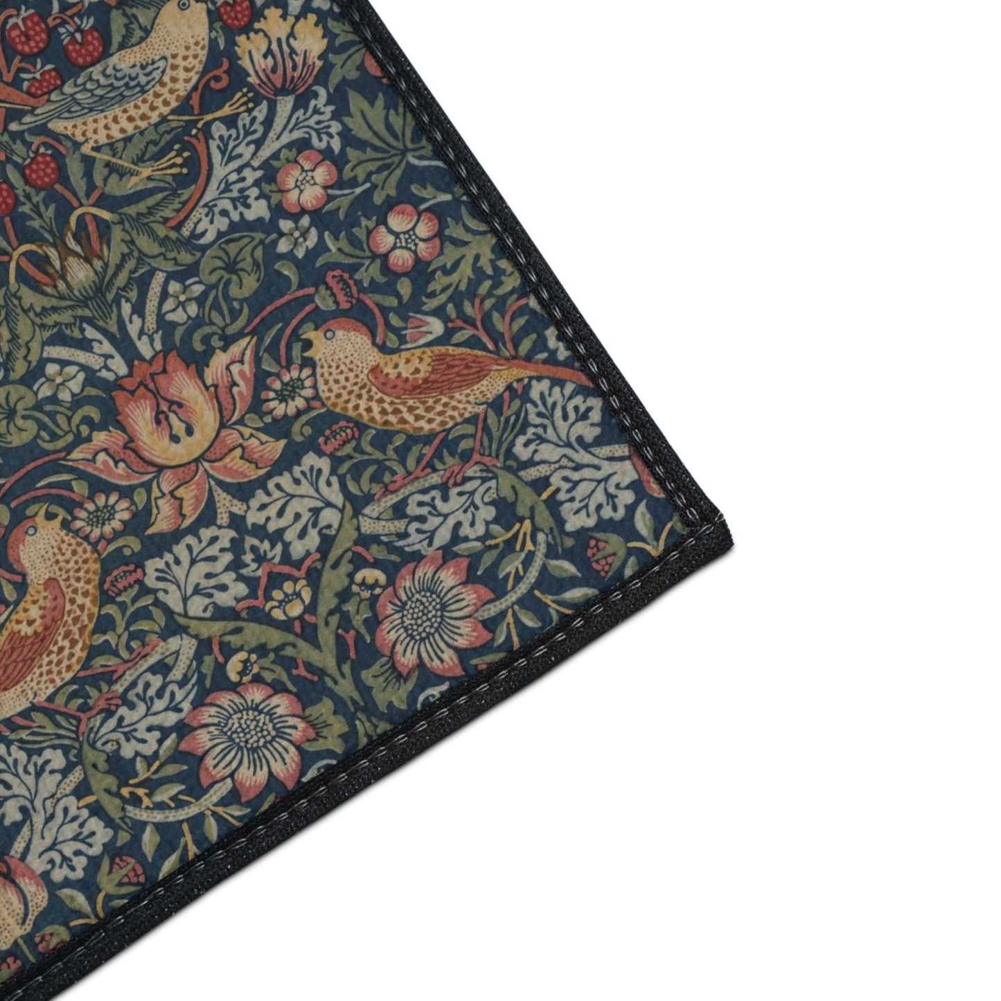 Strawberry Thief Indigo Mat - William Morris Rug for Kitchen, Entry