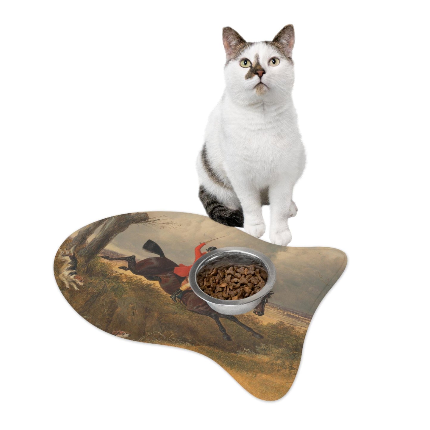 Fox Hunting Pet Mat: Equestrian Dog & Cat Feeding Placemat