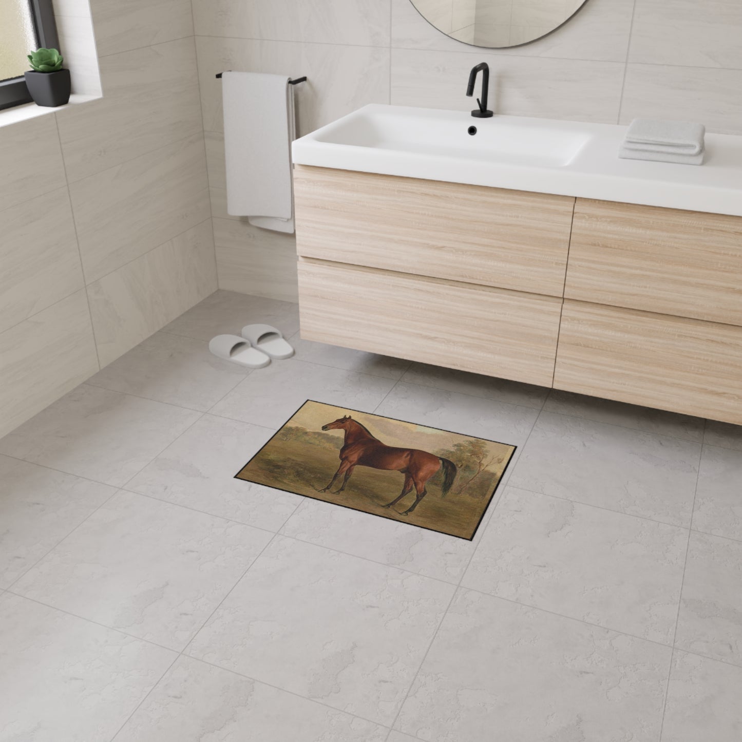 Hunter in a Landscape Heavy Duty Floor Mat/ Entry Kitchen Mat Maximalist Horse Rug