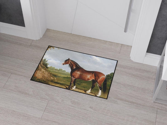 Vintage/ Antique Horse Rug in Serene Landscape Heavy Duty Floor Mat/ Maximalism Equestrian Art