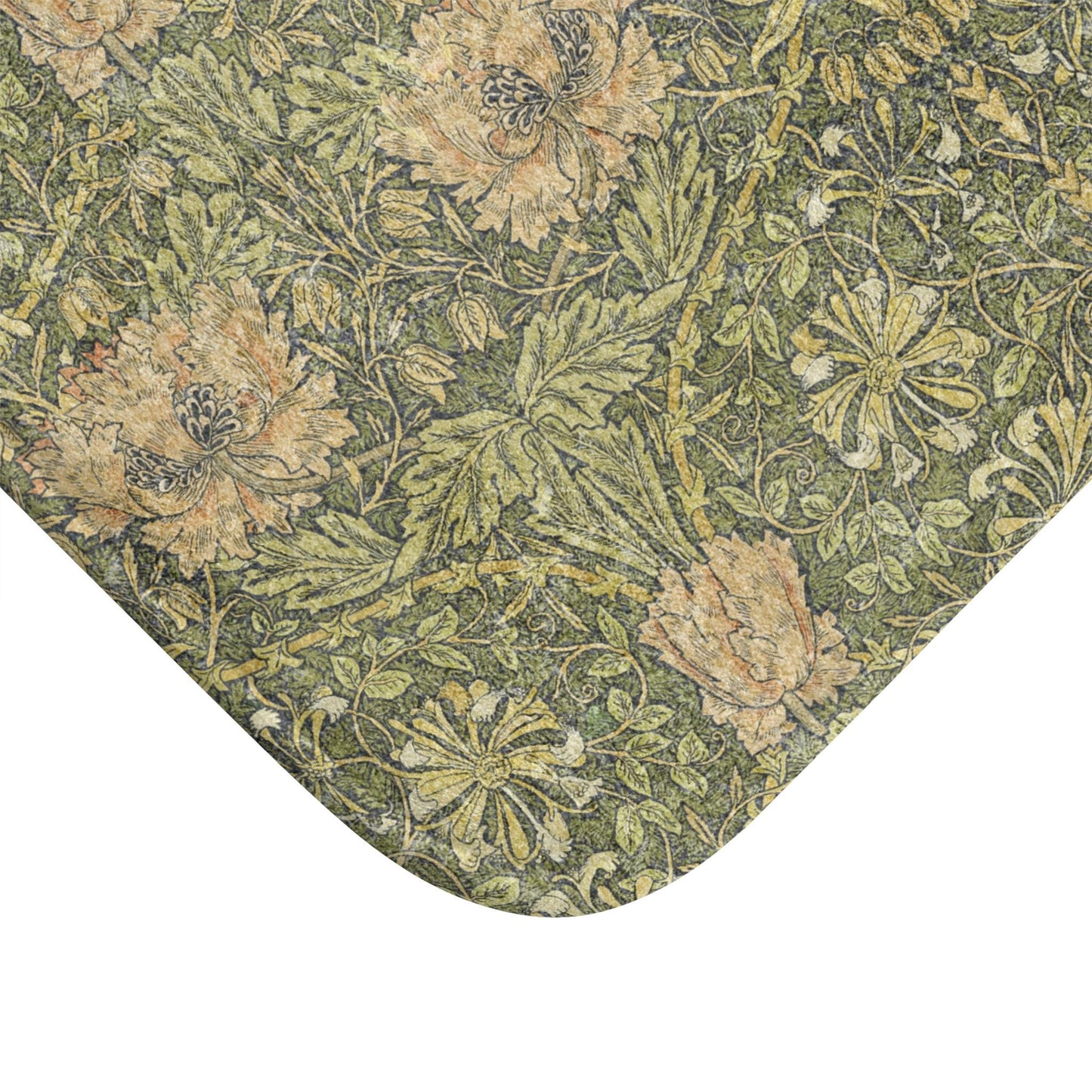 William Morris Bath Mat – Moss Green Honeysuckle Boho Rug