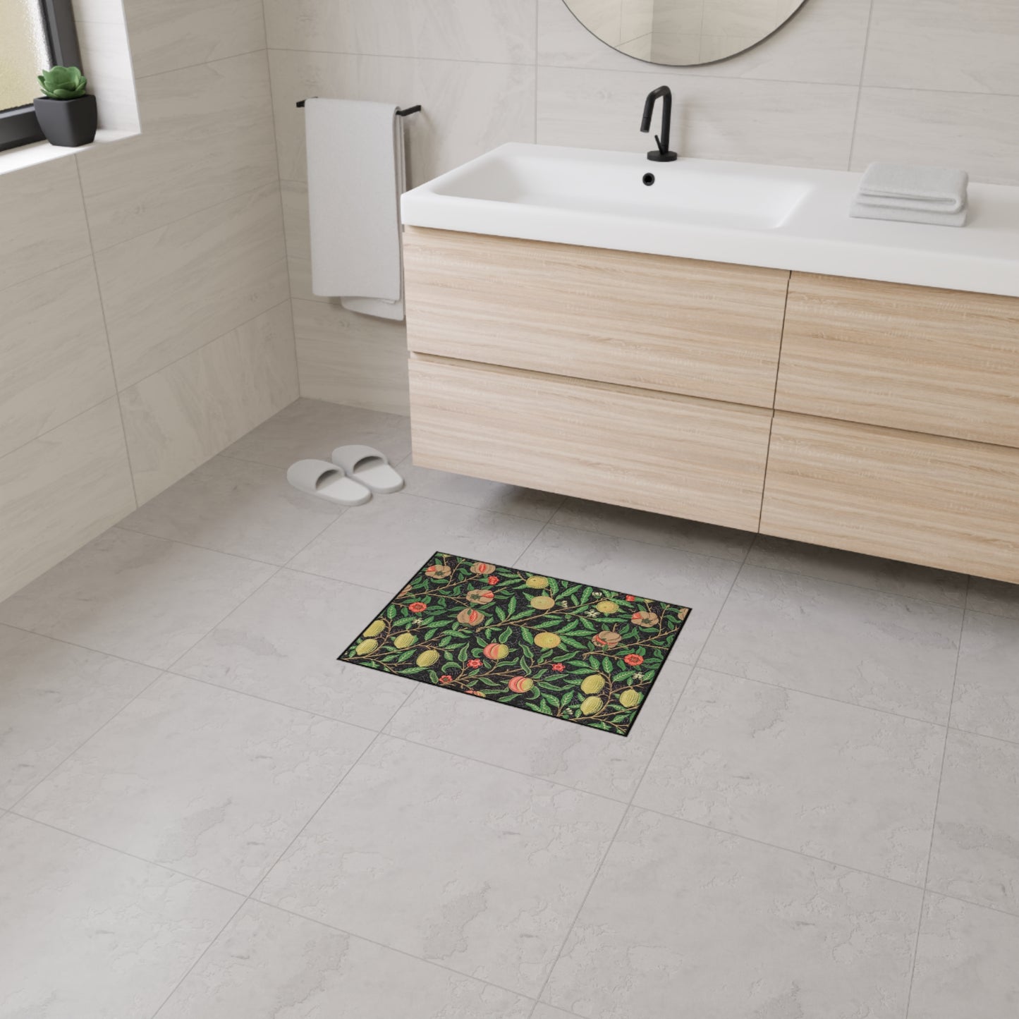 William Morris Fruit Pomegranate and Lemon Floral Design Heavy Duty Floor Mat/ Entry Kitchen Mat Maximalism Arts and Crafts Rug