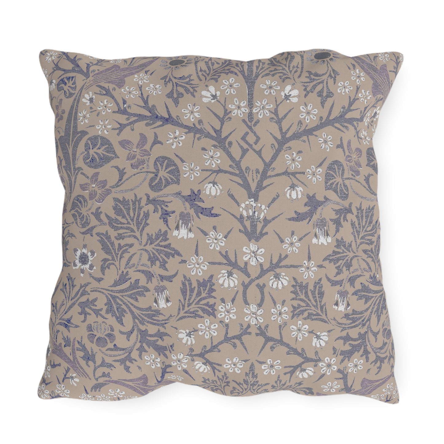 William Morris Neutral Outdoor Pillow - Lavender Blackthorn UV Protection - Water Resistant - Sustainable