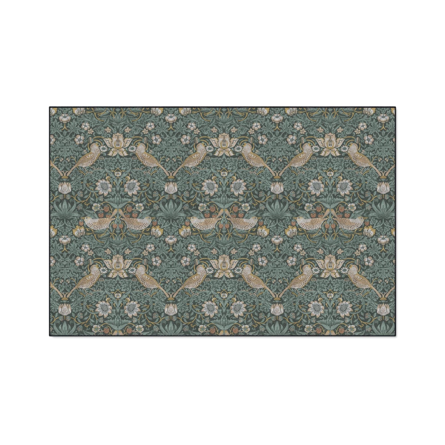 William Morris Strawberry Thief Mat: Aged Teal Vintage Entry Rug