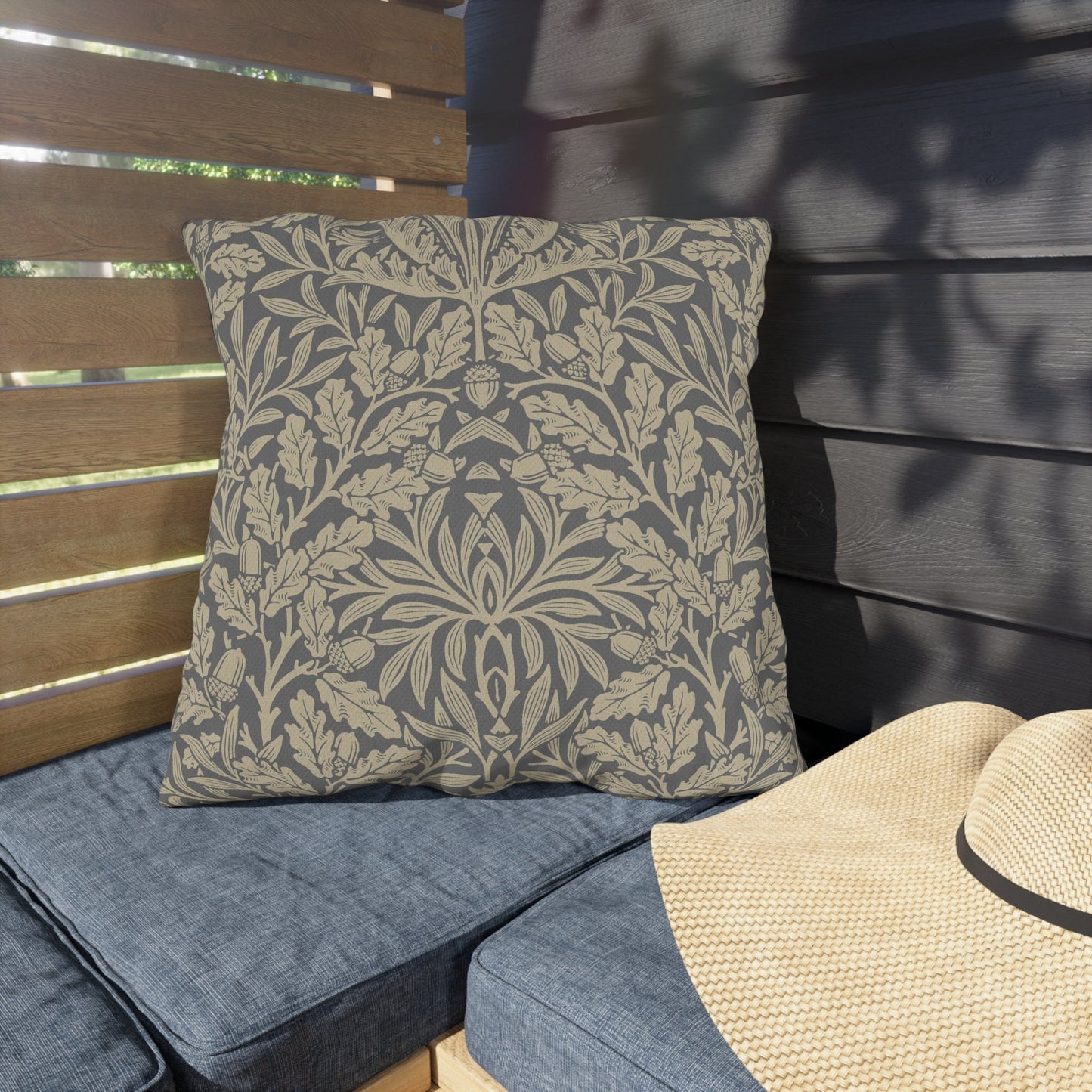 William Morris Neutral Pure Acorn Indoor Outdoor Pillow - UV and Water Resistant