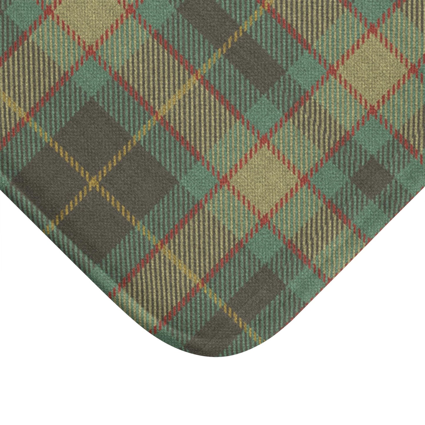 English Decor Tartan Plaid Bath Mat - Microfiber Farmhouse Chic Two Sizes Bath Rug