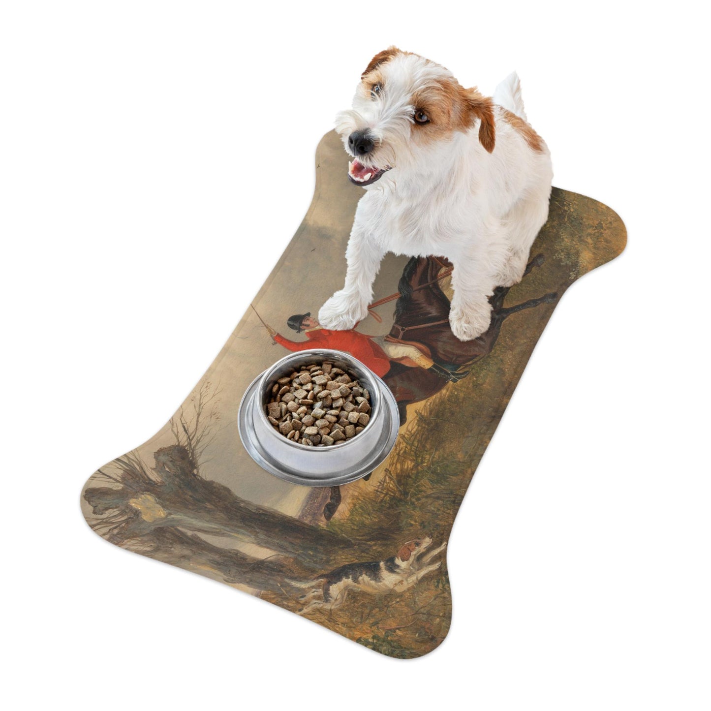 Fox Hunting Pet Mat: Equestrian Dog & Cat Feeding Placemat
