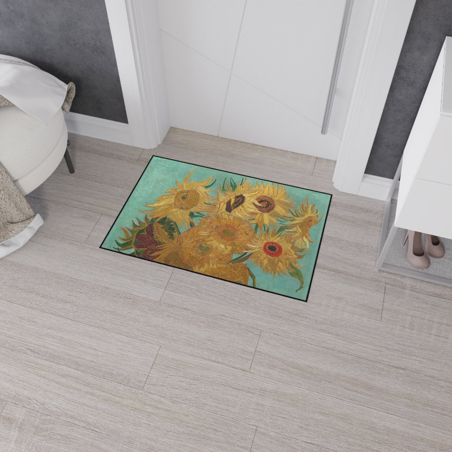 Van Gogh Sunflowers Heavy Duty Floor Mat/ Maximalism Famous Art Rug