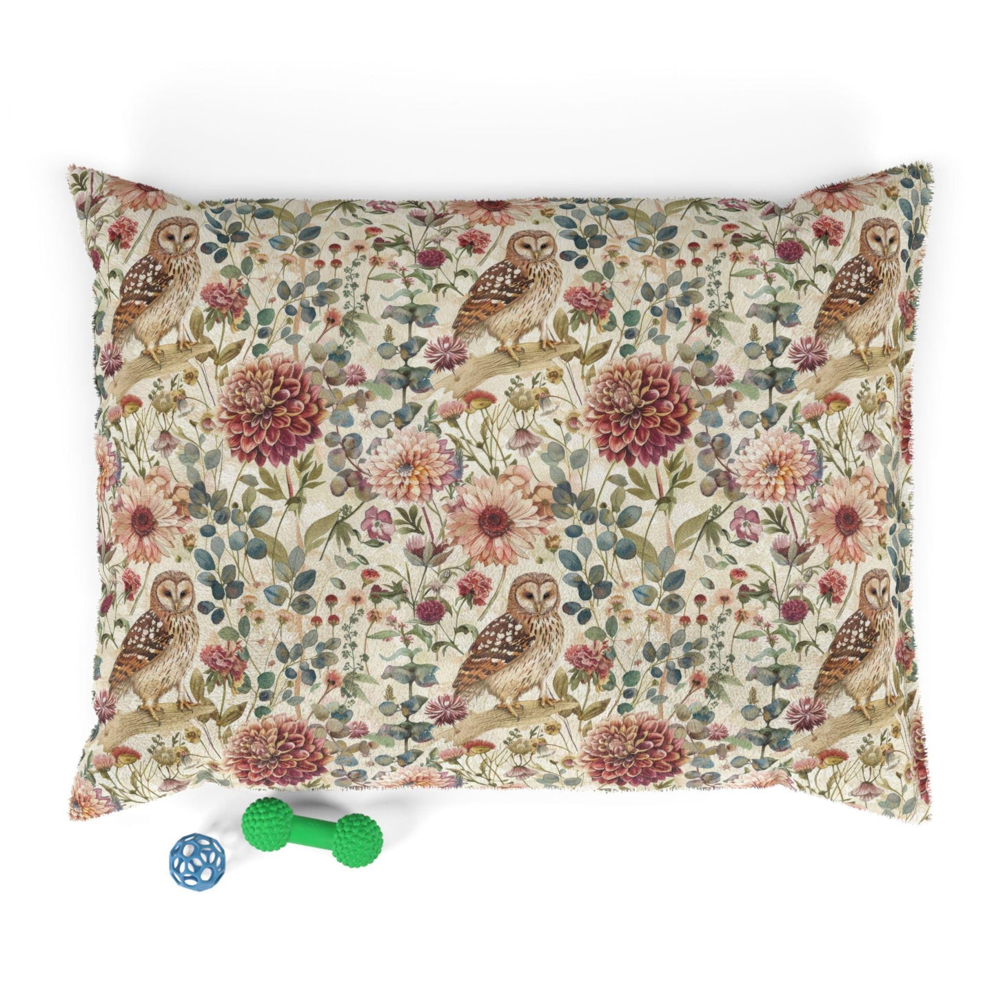 Floral Owl Pet Bed, Machine Washable Cat Cushion, Pet Furniture