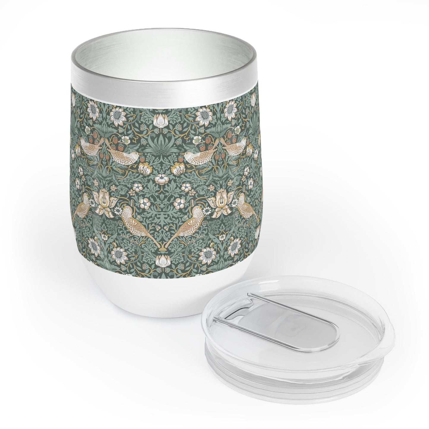 Strawberry Thief William Morris Wine Tumbler, Cold Chiller, Art Nouveau Coffee Cup