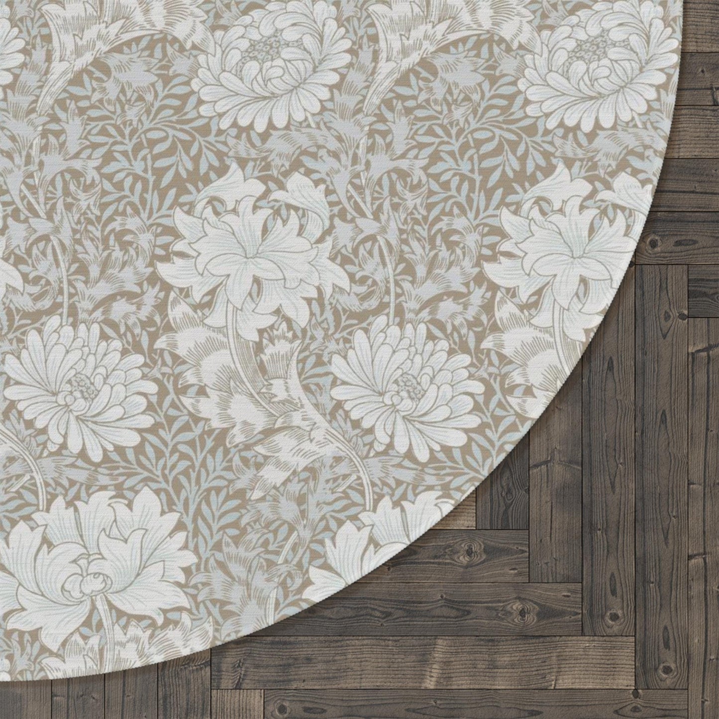 Chrysanthemum Neutral Round Rug - William Morris Rug Maximalism MCM Decor