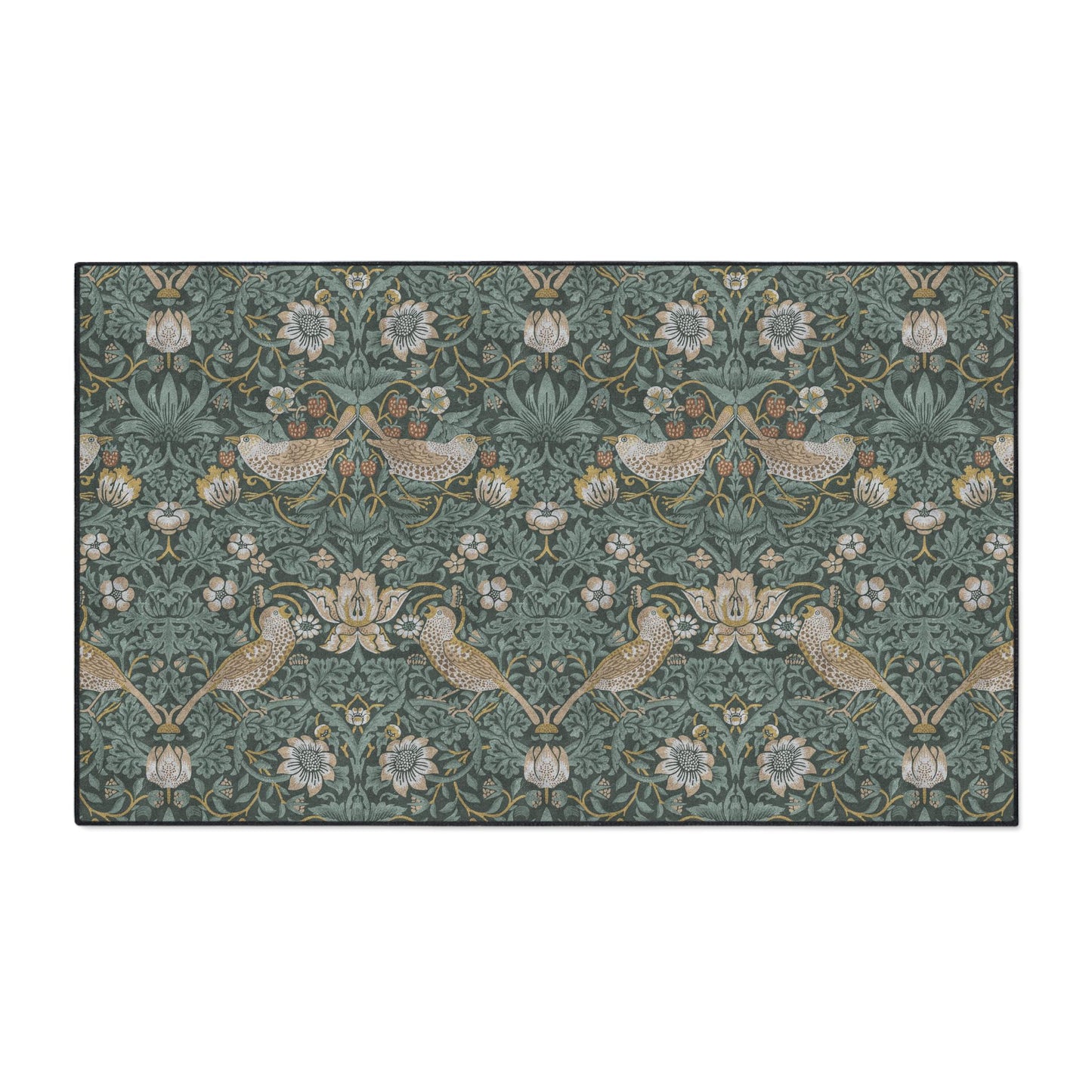 William Morris Strawberry Thief Mat: Aged Teal Vintage Entry Rug