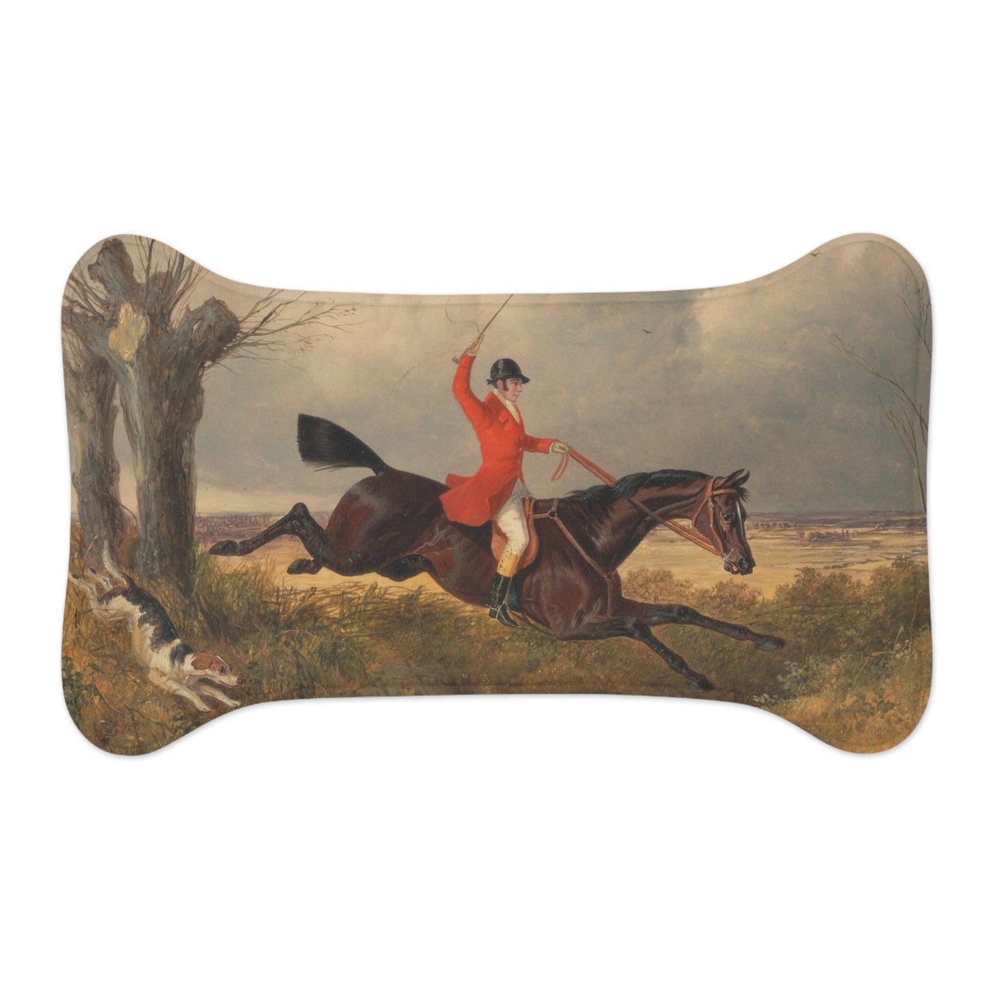 Fox Hunting Pet Mat: Equestrian Dog & Cat Feeding Placemat