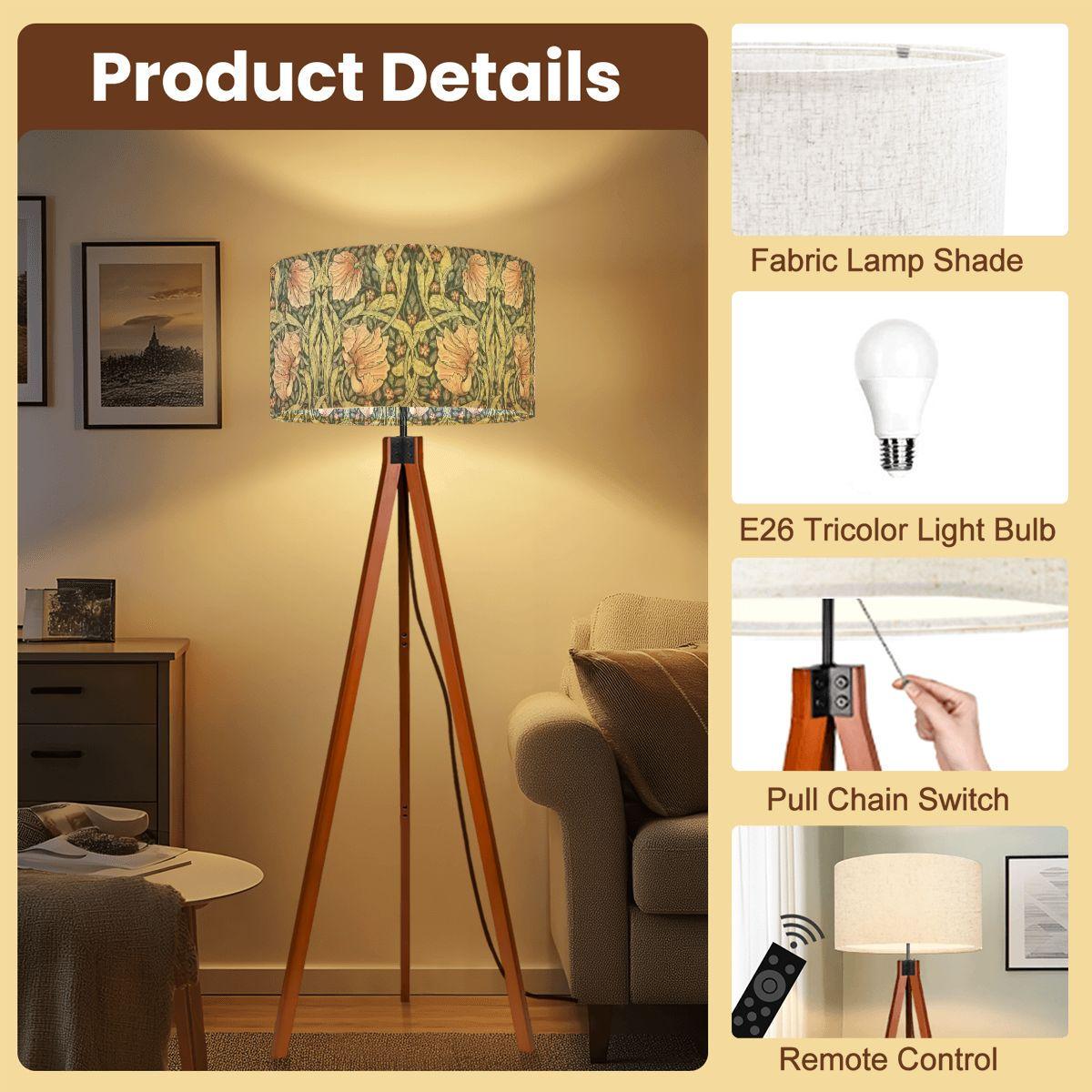 Tripod Floor Lamp (Made in USA) Salmon Pimpernel