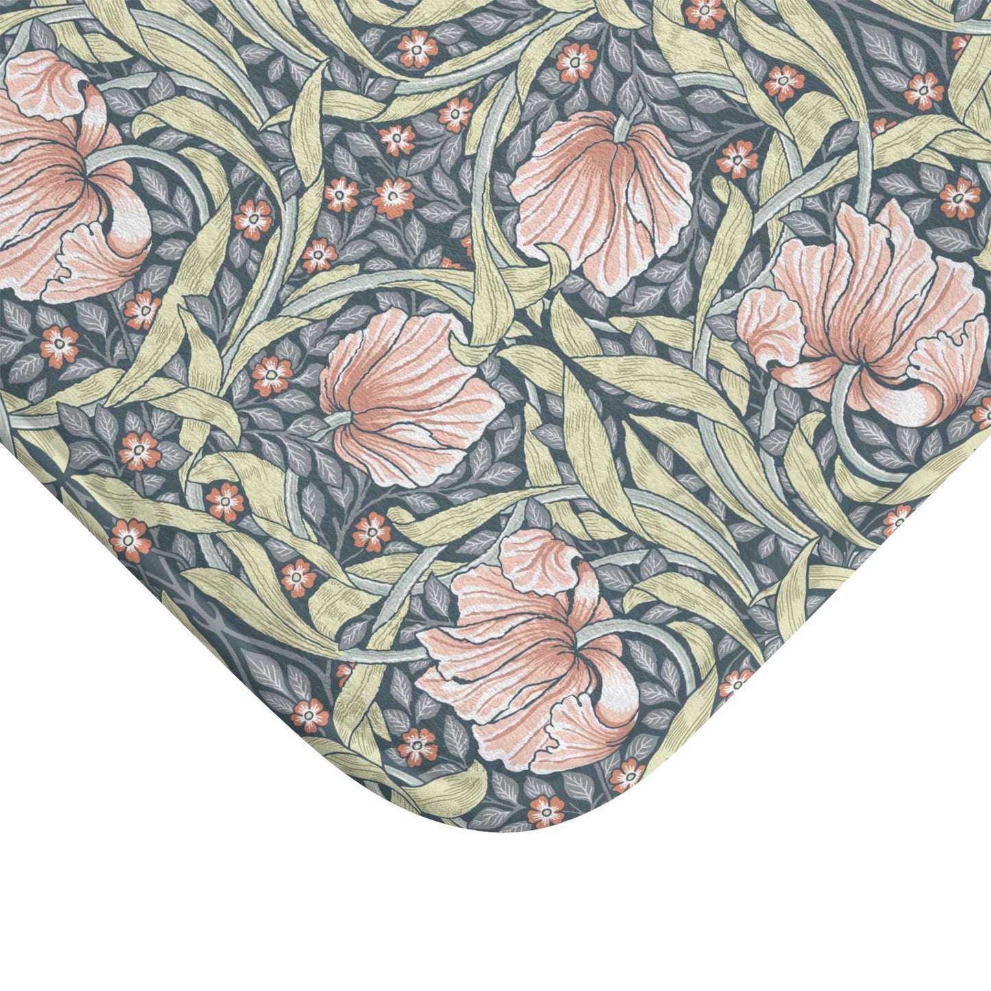William Morris Bath Mat: Salmon Pimpernel Floral, Super Soft Rug