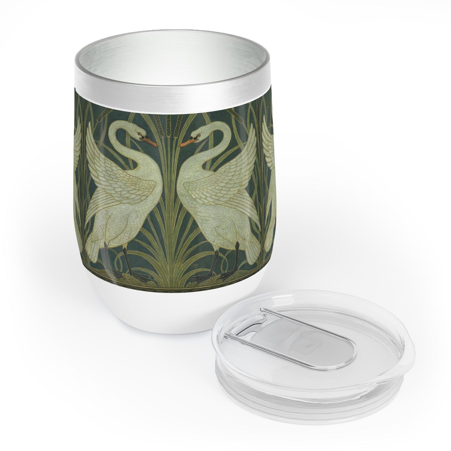 Art Nouveau Wine Tumbler - Swans and Rushes, Walter Crane Wine Glass, Coffee Cup