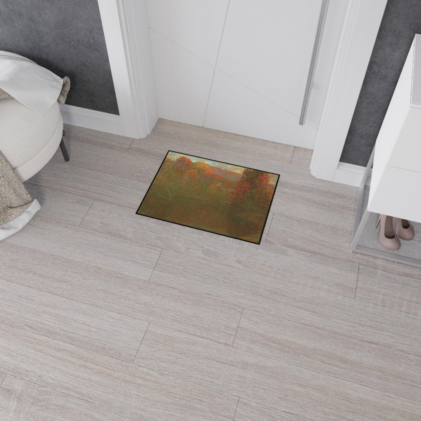 Autumn Landscape Floor Mat: Vintage Painting, Non-Slip Entry Rug